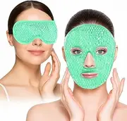LH Gel Face Eye Mask, Facial Cold Hot Compress, Sleeping Heat Ice Spa Therapy Pack, Reduce Puffy Dark Circles Bags Under Eyes, Migraines Headaches Sinus Pressure Stress Relief Relaxation, Skin Care (2 Pack-Green)