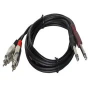 8ft 2-1/4in (6.3mm) Mono Male PA Audio Cable to 2-RCA Male Mixer Cable Y Splitte