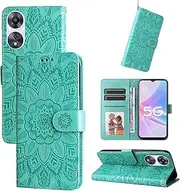 Compatible With Oppo A78 5G / A58x / A1x / A1 Energy Edition Cover, [TPU+PU Leather] Card Slot Flip Kickstand Case Green