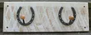 Rustic Wood Coat Rack Two Hook Horse Shoe Barn White Amish Made in USA