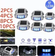 2/4/8/10X Solar Driveway Lights Deck Pathway Lights Solar Dock Blue LED Light