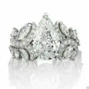 Wonderful 5.50CT White Pear & Marquise Solitaire Wedding Fine Ring In 935 Silver