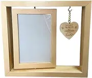 Pet Memorial Photo Frame - Rotating Memory Holder, Home Decor Picture Stand, Sentimental Dog Remembrance Frame with Rotating Holder and Heart Pendant for Shelf, Indoor Table Setup and Bedroom