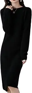 [Zozogag] Autumn Winter Women Dress 100% Wool Warm Sweater Dress Long Sleeve Knitted Pullover Female Casual Dresses