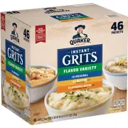 Quaker Instant Grits, 3 Flavor Variety Pack, Original, Butter, Cheese 46 Pack ✅