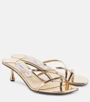 [Jimmy Choo] Jimmy Choo Etana 50 metallic leather mules AU 8 gold
