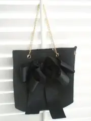 ULTA BEAUTY Black Bow Beauty Makeup Bag Evening Purse W/ Gold Chain Straps NEW