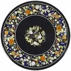 Round Marble Dining Table Top Floral Pattern Inlay Work Kitchen Table for Home