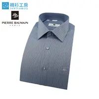 在飛比找蝦皮商城優惠-皮爾帕門pb藍黑條紋相間、穩重顯瘦合身長袖襯衫65164-0
