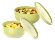 Tupperware Serve & Store 2-Bowl Set Lime Green NEW