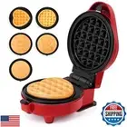 Holstein Housewares Mini 4-Inch Waffle and Personal Griddle Maker with 7 Inte