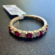 14K YELLOW GOLD - RUBY (.51Ct.) DIAMOND (.37 Ct.) RING / SIZE 6.5