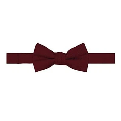 Boys' Woven Subtle Mini Squares Adjustable Pre-Tied Banded Bow Tie Burgundy
