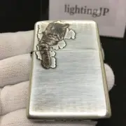 Zippo Cat Po 3D Dimensional Silver Etching Oil Lighter Regular Case Japan