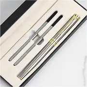 Fountain Pen,Gift Box Packaging Metal Ballpoint Pens School Business Office Signature Roller Pen Writing Student Stationery Supplies (Color : Argento) (Color : Argento)