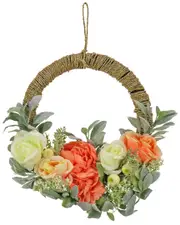 National Tree Company 20In Spring Peony, Rose, And LambS Ear Hoop Wreath