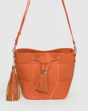 Orange Luxy Medium Drawstring Bag