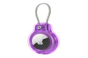 For Apple AirTag Case Protective Secure Holder with Wire Cable-Purple