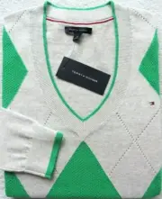 Tommy Hilfiger Women's Argyle V-neck Sweater Size: S