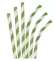Aardvark 7.75" Green Stripe Jumbo Eco-Flex Paper Straws, 600 ct, Green Stripes