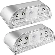 Keyhole Light Lamp Battery Operated PIR Infrared IR Wireless Auto Sensor Motion Detector Door Keyhole with 4 LED Bulbs Light Lamp Tap Lights LED Night Light for Key Hole/Door Lock (2pack Silver)