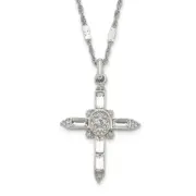 18" Silver-Tone Lab-Created Crystal Cross Necklace