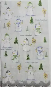 TWO Individual Paper Guest Decoupage Napkins - 2526 Christmas Snowmen Birdhouses