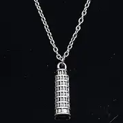 [ZOJK] Necklace 25X7Mm Leaning Tower of Pendant Short Long Women Men Colar Gift Jewelry Choker