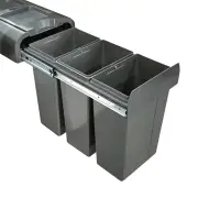 30L Triple Slide Out Concealed Waste Bin - Slim Profile - for a 300mm Cabinet - Right Side Mounted