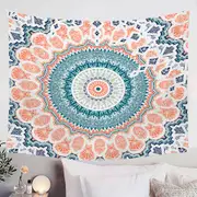 Pinkish Peach Aztec Mandala Tapestry