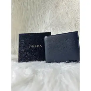 PRADA 2M0513 深藍色 漸層 信用卡 短夾 男夾 皮夾