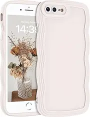 YINLAI for iPhone 8 Plus Case for iPhone 7 Plus Phone Case, Cute Curly Wave Frame Shape Soft TPU Silicone Cover for Women Men Camera Protection Shockproof Phone Cover for iPhone 7/8 Plus 5.5'', White