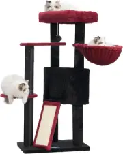 Gothic Cat Tree with Scratching Board, Cat Tower with Padded Plush Perch and Coz