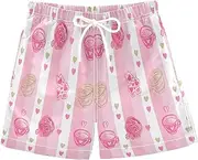 [RPLIFE] Boys Swimming Shorts, Toddler Swim Trunks 2t, White Pink Stripes
