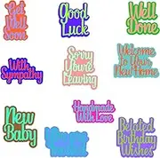 CYFUN DESIGN Paper Craft Dies - Word Die Cuts for Card Making with Sympathy, Good Luck, Well Done, Handmade with Love, New Baby, Birthday Wishes Alphabets Words Phrase Metal Cutting Dies
