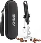 Rechargeable Milk Frother Handheld 3 Speed Coffee Foamer [3 Whisk] Midnight