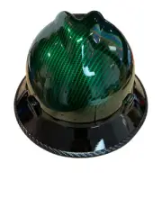 HydroDipped MSA Full BrimHard Hat GreenKandy CarbonFiber W/Black Brim w/edgegard