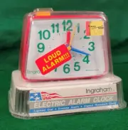 Vintage 1980s Ingraham Primary Colors Electric Alarm Clock - Red Blue Yellow NEW