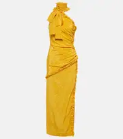 [Alessandra Rich] Alessandra Rich Polka-dot one-shoulder silk maxi dress AU 4 multicoloured