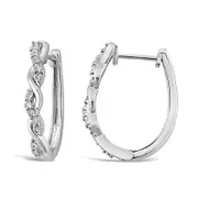Brilliant Claw Plait Hoop Earrings with 0.05ct of Diamonds in Sterling Silver