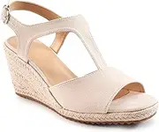 [Alicegana] Womens Wedge Sandals Platform - Comfortable Summer Dressy Sandal Open Square Toe Shoes Casual Non Slip