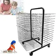 Art Drying Rack, Double Sided Mobile Metal Storage Rack with Large Removable Paint Shelves, Art Organizer for Kids, Art Studio Organization and Storage, Artwork Storage, Craft Room,26layers