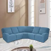 L Shape Sectional Recliner Sofa Covers Corner Sofa Velvet Stretch Recliner Covers Washable(5 Seater Corner Lounger include 4 Backrest Cover Seat Cover,1 Coner