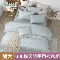 在飛比找PChome24h購物優惠-HOYACASA沐野綠 加大四件式60支天絲兩用被床包組