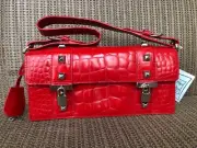 Cynthia Rowley Studded Handbag Cocco Bello Red Leather Purse *Retail $295 NWT