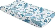 Crane Baby Stretchy Changing Pad Cover, Breathable Changing Pad Cover for Boys and Girls, Whale, 16”w x 32”h, Blue