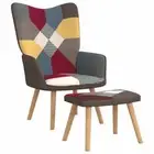 Relaxing Chair with a Stool Patchwork Fabric vidaXL