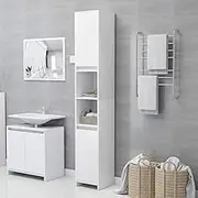 Bathroom Cabinet White 30x30x183.5 cm Engineered Wood,Stylish Bathroom Cabinet with 6 Compartments and 2 Doors for Ample Storage Furniture Sets
