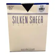Nordstrom Silken Sheer Light Support Control Top Sandaltoe Pantyhose Jet Black B