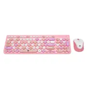 TODO 2.4Ghz Wireless Keyboard Mouse Combo Rechargeable Mac Windows Android 96 Key - Pink